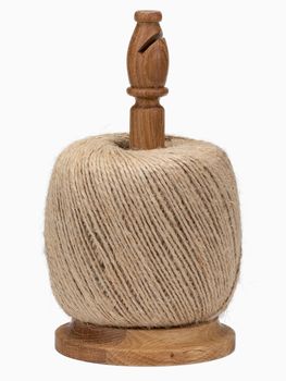 OAK TWINE HOLDER WITH CUTTER AND 370 METERS OF NATURAL JUTE TWINE