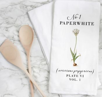 WHITE PAPERWHITE TEA TOWEL