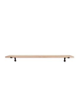CLASSIC OAK SHELF WITH CAST IRON BRACKETS IN LARGE