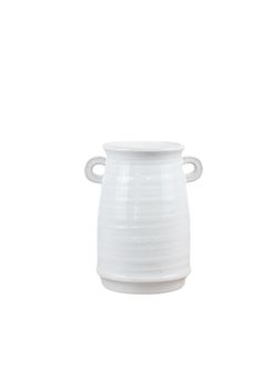 WHITE RIBBED CERAMIC VASE
