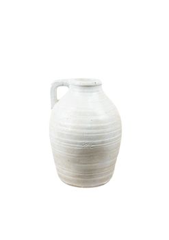 SMALL RUSTIC CLAY JUG IN OFF WHITE