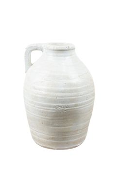 LARGE RUSTIC CLAY JUG IN OFF WHITE