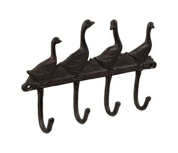 BROWN METAL GOOSE HOOK RACK