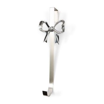 SILVER BOW CHRISTMAS WREATH HANGER