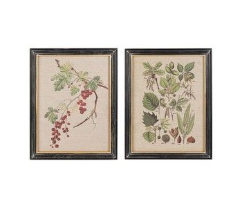 SET OF 2 LINEN PRINTED FRAMED FLORAL ART