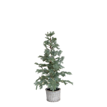 FAUX PINE TREE IN A BASKET WITH 80 LED LIGHTS 120cm TALL