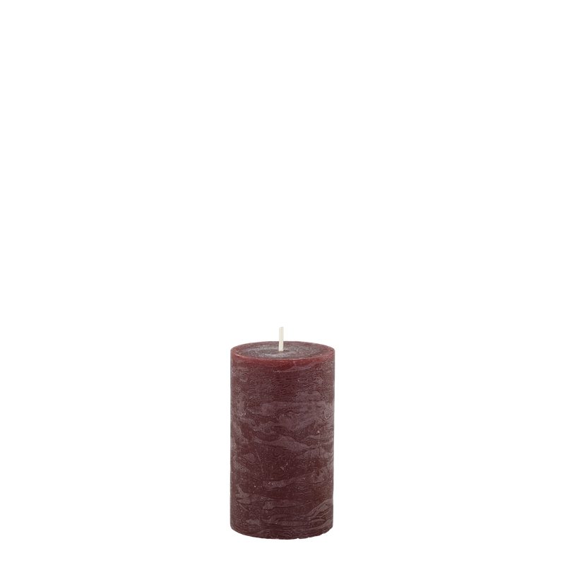 RUSTIC PILLAR CANDLE 10x6cm IN DARK RED