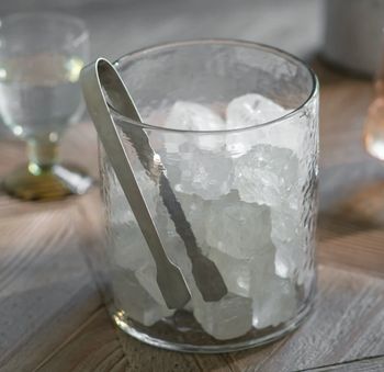 WINCHCOMBE GLASS ICE BUCKET WITH METAL TONGS
