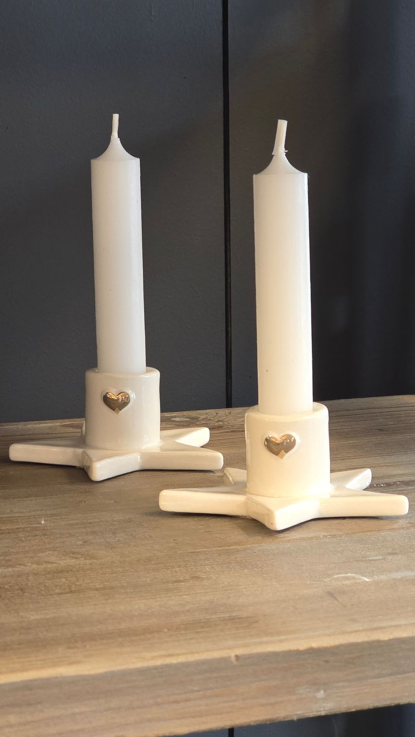 CERAMIC WHITE STAR CANDLE HOLDER CERAMIC WHITE STAR CANDLE HOLDER