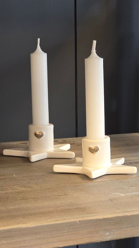 CERAMIC WHITE STAR CANDLE HOLDER