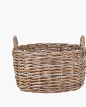 LARGE OVAL RATTAN BASKET WITH HANDLES