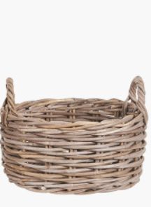 SMALL OVAL RATTAN BASKET WITH HANDLES