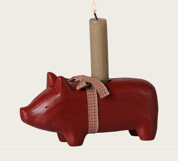 MEDIUM RED PIG CANDLE HOLDER FOR SHORT DINNER CANDLE MEDIUM RED PIG CANDLE HOLDER FOR SHORT DINNER CANDLE