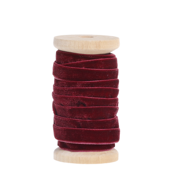 RED VELVET RIBBON ON A WOODEN SPOOL 5m