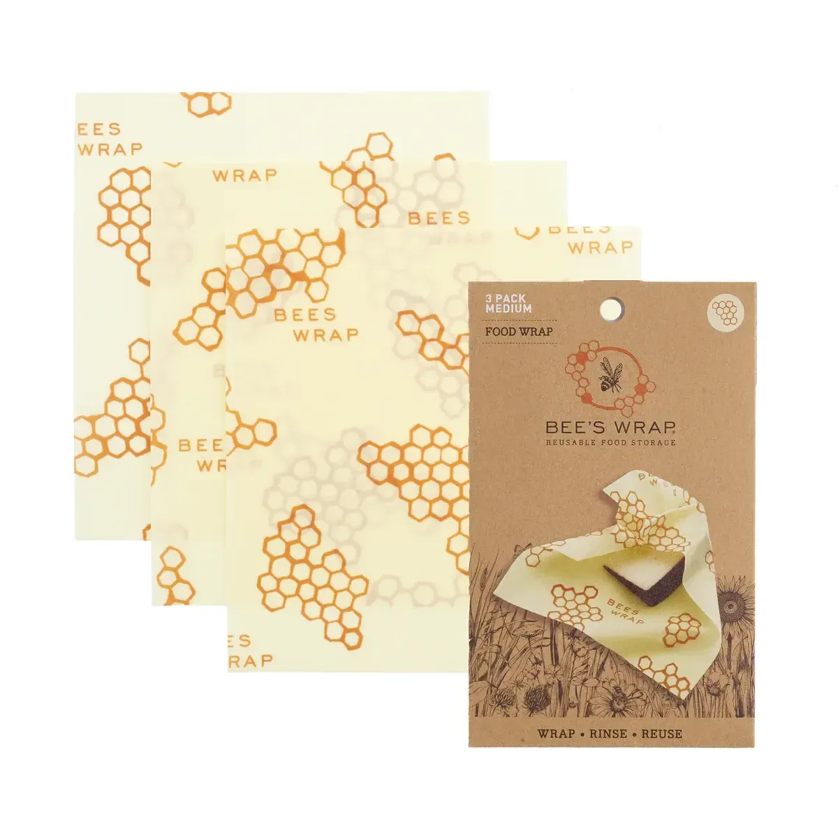Bees Wrap 3pk Medium Honeycomb 006
