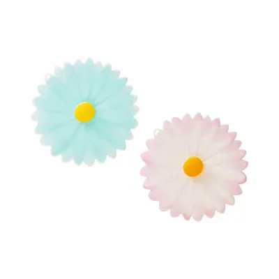 Drink Cover 4" Set/2 Daisy Aqua/White 012