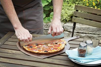 Pizza Cutter Rocker Acacia Wood Handles 006