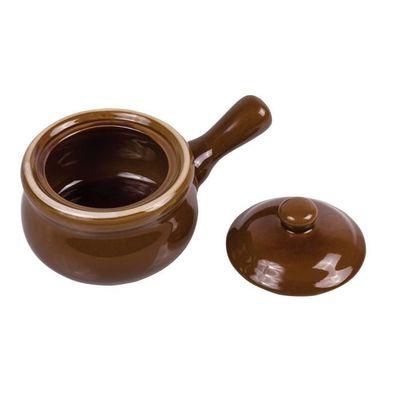 French Onion Soup Bowl w/Lid Brown 004