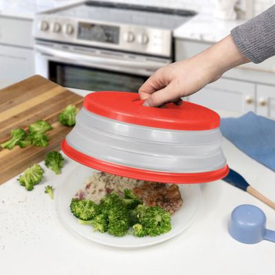 Microwave Food Cover Collapsible Med Candy Apple Red 006