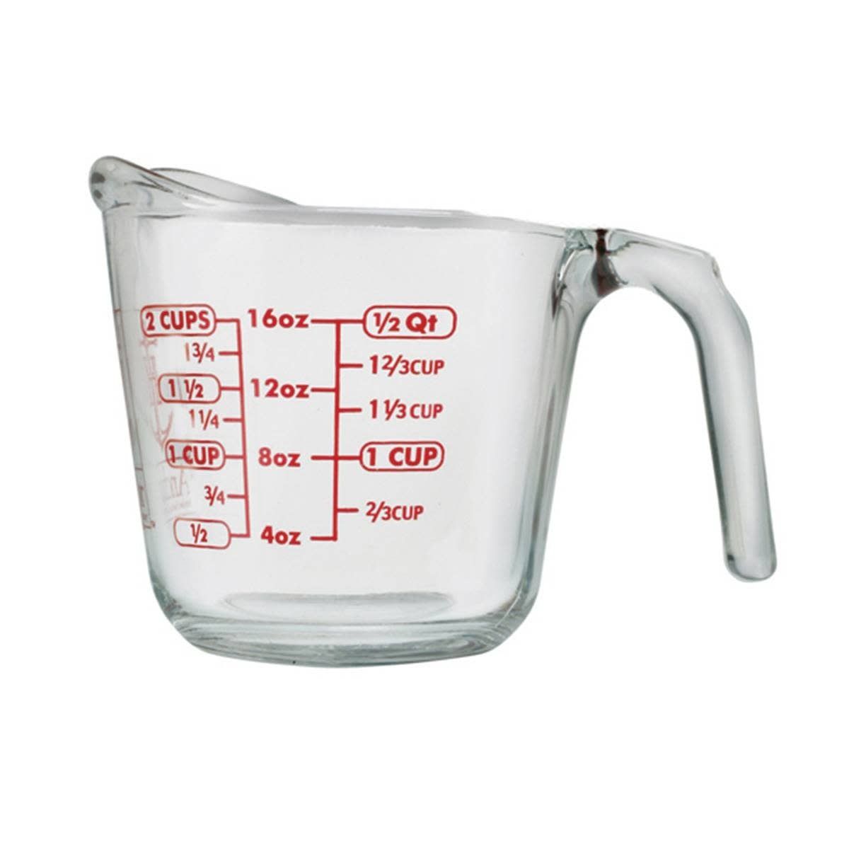 Measure Cup 2c Glass Open Handle Anchor Hocking 006