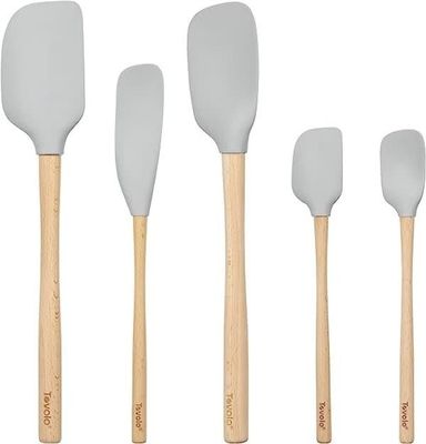 Spatula Set 5pc Flex Core Wood Handle Oyster Gray 003