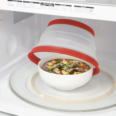 Microwave Food Cover Collapsible Sm Candy Apple Red 006