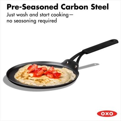 Crepe Pan 10" Obsidian Carbon Steel w/Silicone Sleeve 006