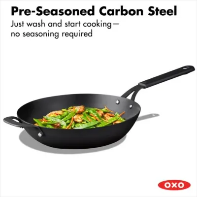 Wok 12" Obsidian Carbon Steel w/Silicone Sleeve 006