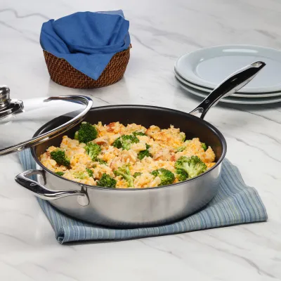 zz Saute Pan 5.3qt w/Lid Clad NS Swiss Diamond