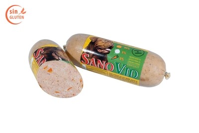Sanovid (pollo, arroz y zanahoria), salchicha 600 gr. en caja de 20 ud.