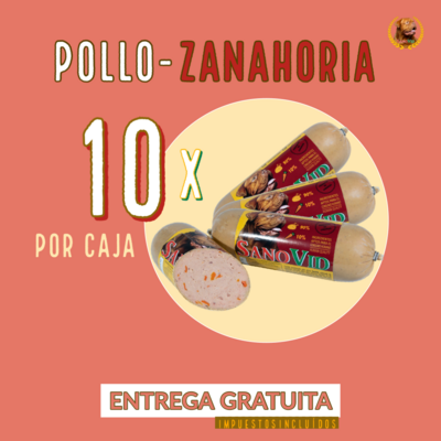 Sanovid Pollo-Zanahoria, caja de 10 Uds., 600 gr./cada salchicha