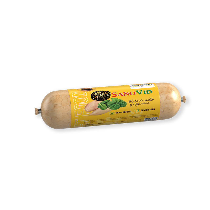 Comida premium para perros con pechuga de pollo y espinacas – Caja 21 uds × 300g