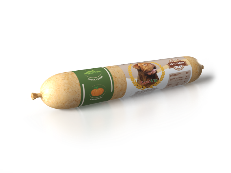 Comida natural para perros con pollo, calabaza y judía verde – Caja 15 uds × 500g