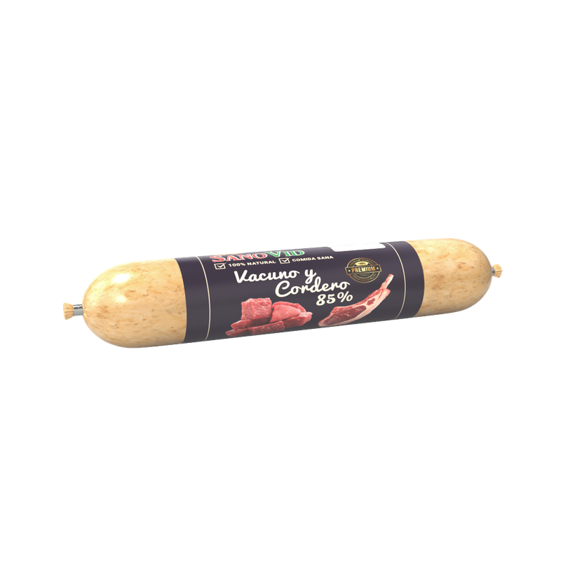 Comida natural para perros con vacuno y cordero – Caja 30 uds × 250g