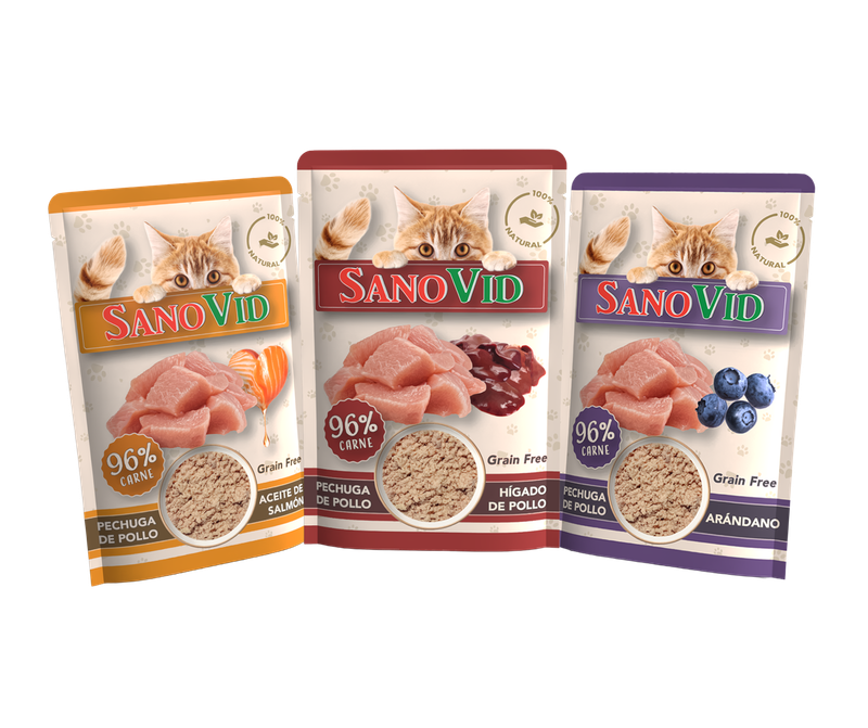 Sobres para gatos surtido 3 sabores – Caja 48 uds × 85g
