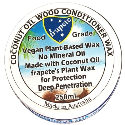 frapete Coconut Oil Plant Based Vegan Wood Wax Food Safe Cutting Board Conditioner 250mL
