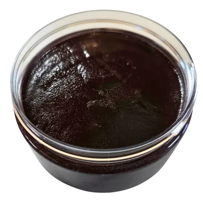 open pot of frapete brown leather conditioner 250mL