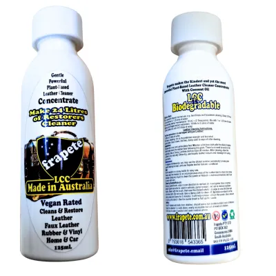 frapete Leather Cleaner Concentrate 125mL bottle makes 1.25 to 2 Litres Litres of powerful everyday cleaner.