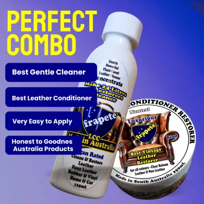 frapete leather cleaner and frapete leather balsam conditioner are the perfect combo to clean and restore your leather.