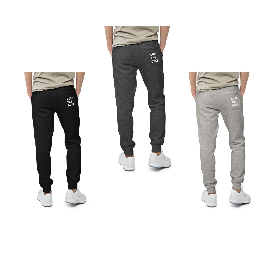 Cuff The Duke (Stacked Logo) - Unisex fleece sweatpants in Black, Grey and Charcoal
