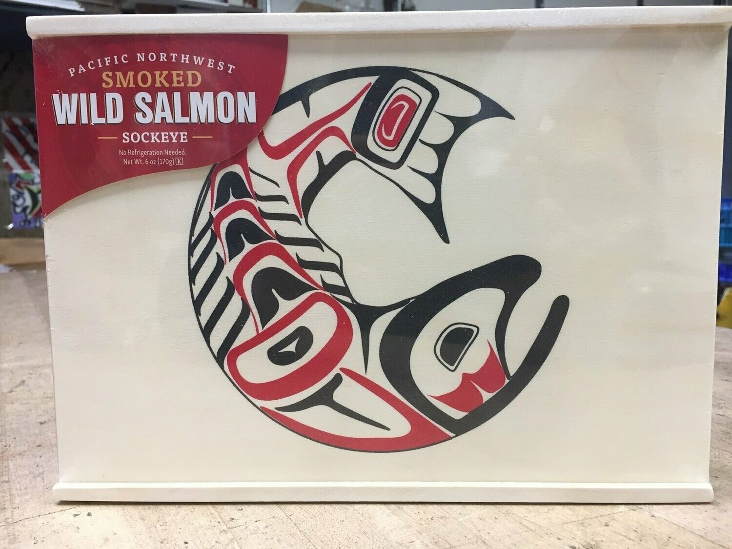 Totem Wooden Box Smoked Sockeye Salmon Totem Wooden Box Smoked Sockeye Salmon