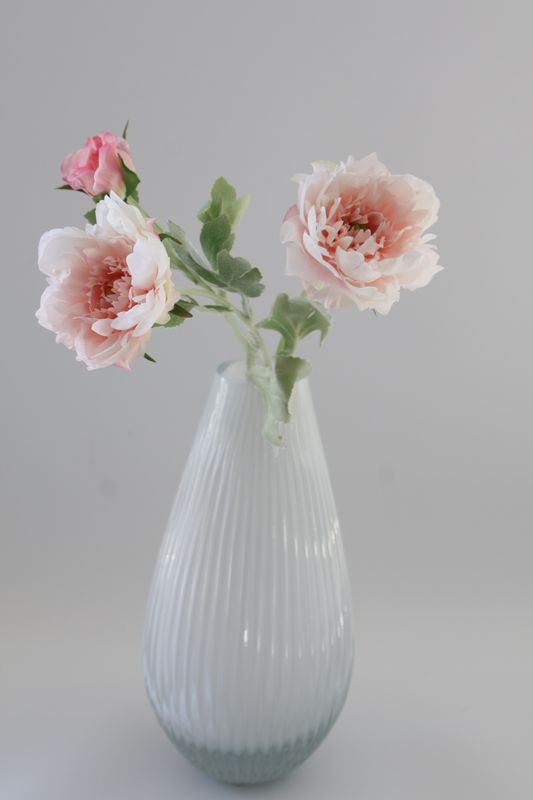 Single stem Large Blush pink Silk Peonies Flowers 3-Heads