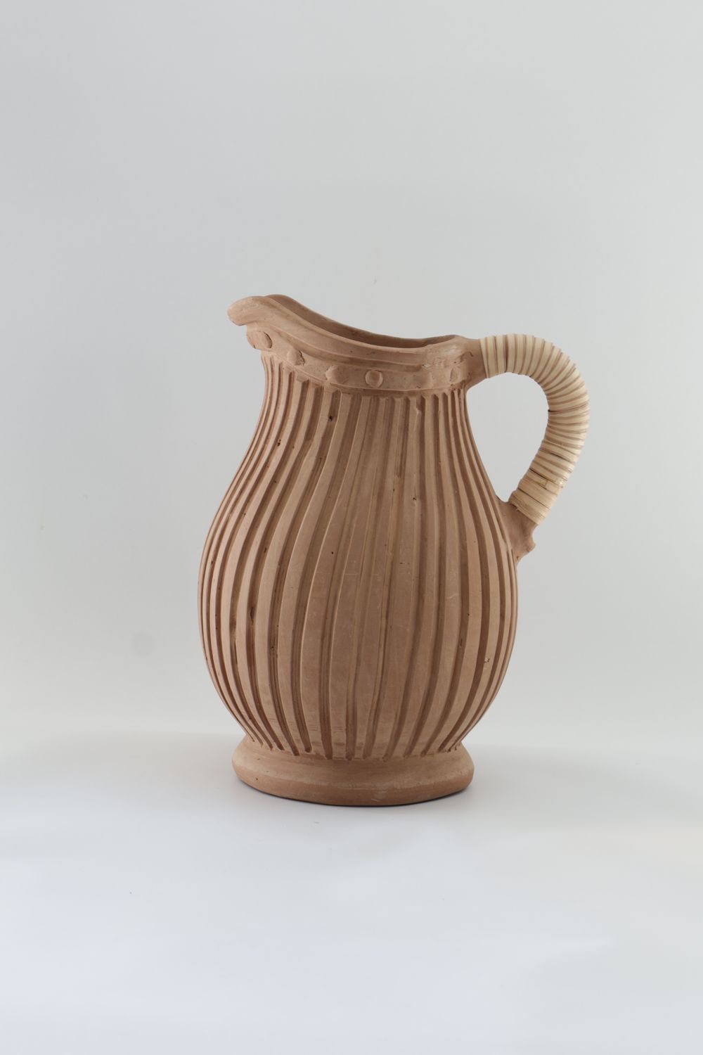 Ribbed Artisan Pitcher Vase