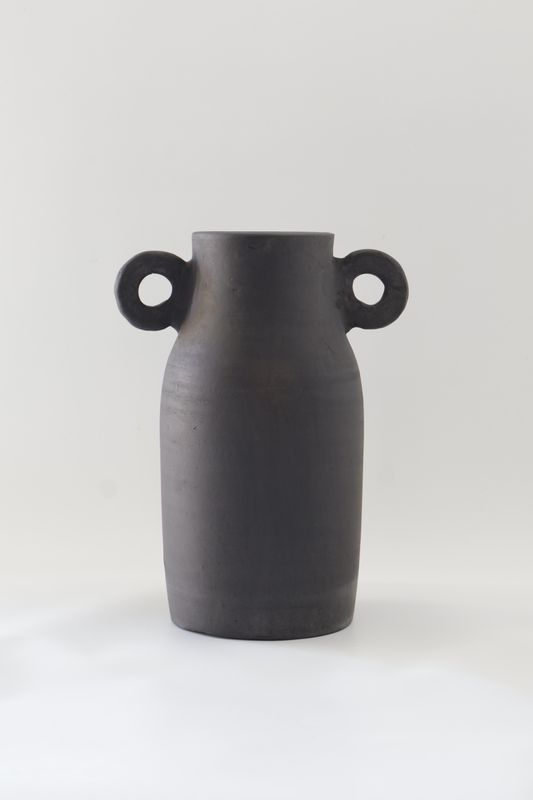 Sculptural Charcoal Amphora Vase
