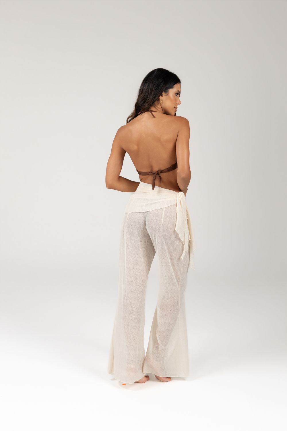 Lace Crepe Pants and Sarong Set