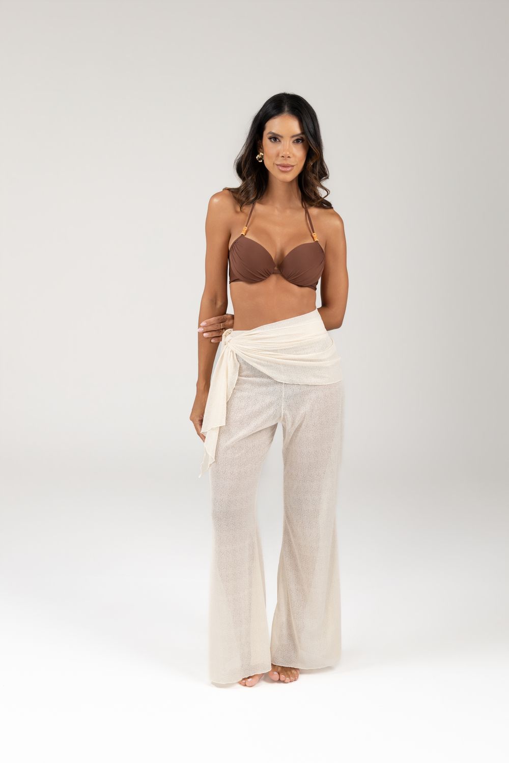 Lace Crepe Pants and Sarong Set Lace Crepe Pants and Sarong Set