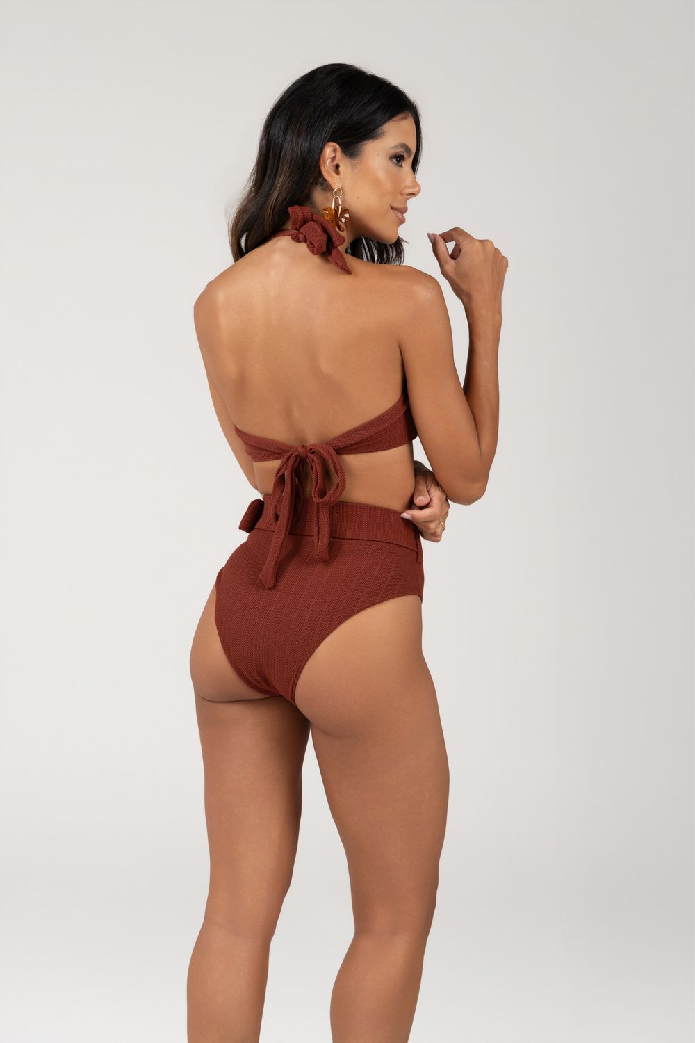 Structured Bikini Set with High-Waisted Bottom