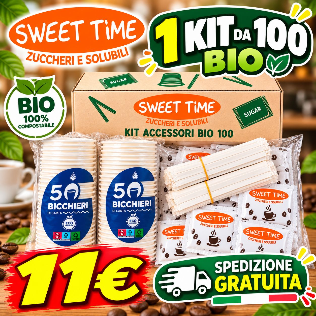 Kit Accessori Caffè Bio 100 pezzi