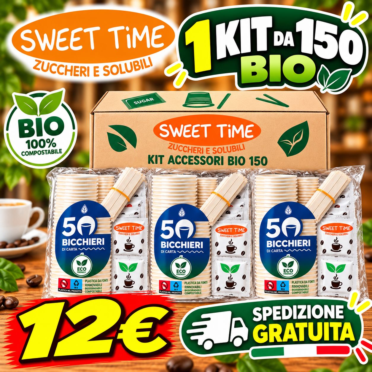 Kit Accessori Caffè Bio 150 pezzi