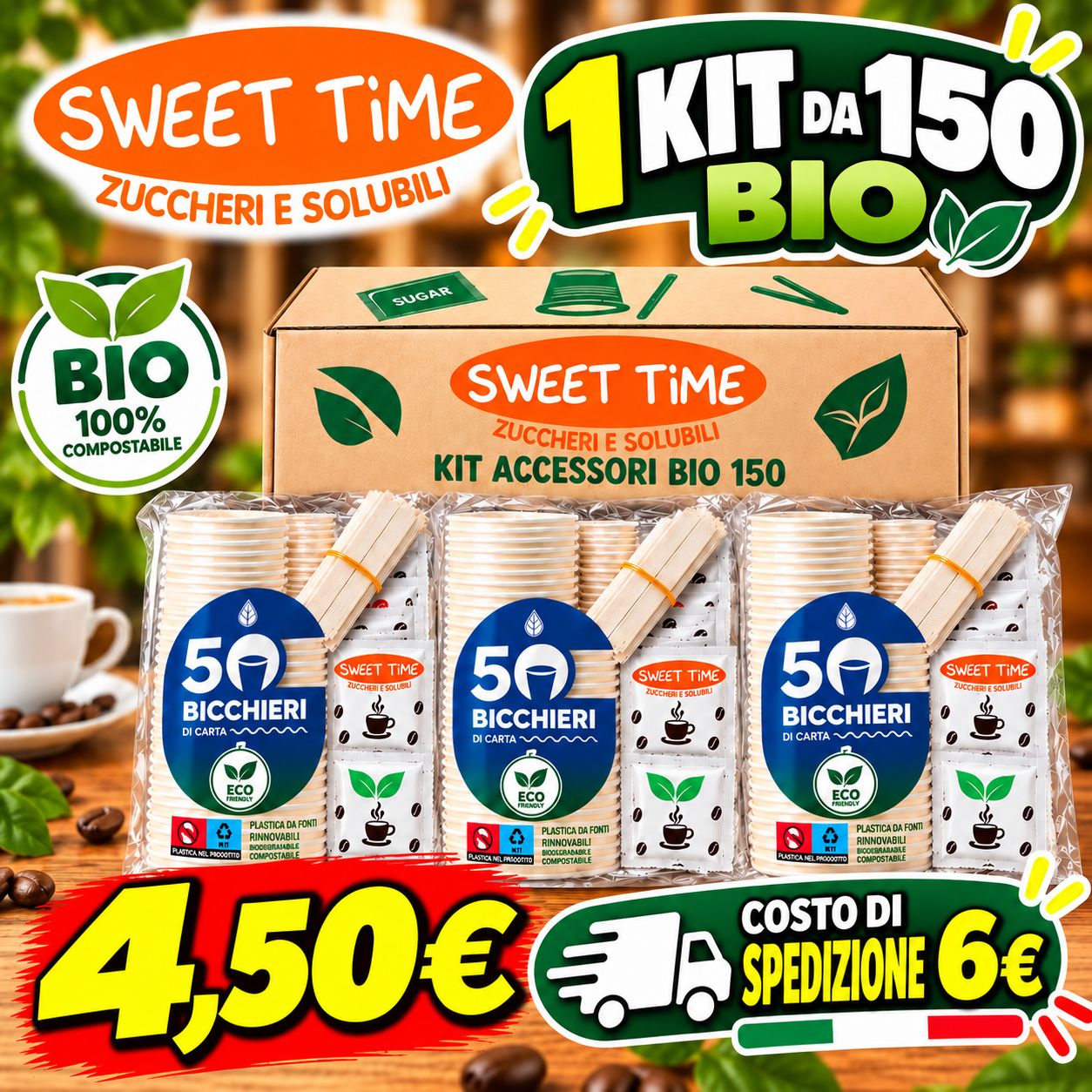 1 Kit Accessori Caffè Bio 150 pezzi